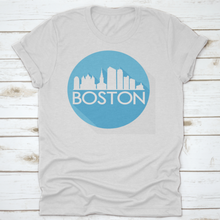 Load image into Gallery viewer, Boston Skyline Button Icon Round Flat Vector Art Design Color
