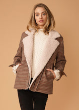 Load image into Gallery viewer, Asymmetrical Zip Front Coat in Peach Gingham
