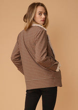 Load image into Gallery viewer, Asymmetrical Zip Front Coat in Peach Gingham
