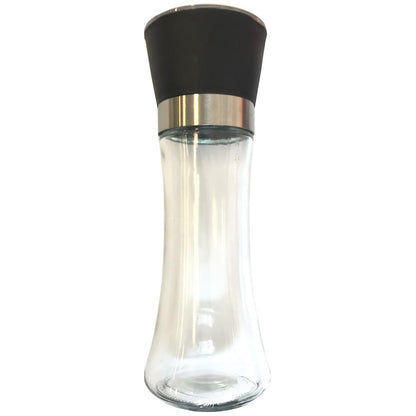 1x 180ml Glass Salt or Pepper Grinder 18cm - Adjustable Ceramic Core | Kitchen