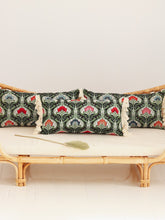 Load image into Gallery viewer, &quot;Green medusa&quot; bolster with fringe | Throw Pillows
