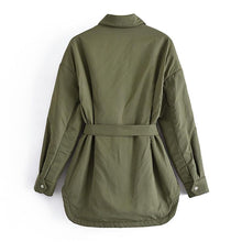 Load image into Gallery viewer, Women Casual Solid Color Parka With With Belt Turn Down Collar Batwing
