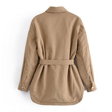 Load image into Gallery viewer, Women Casual Solid Color Parka With With Belt Turn Down Collar Batwing
