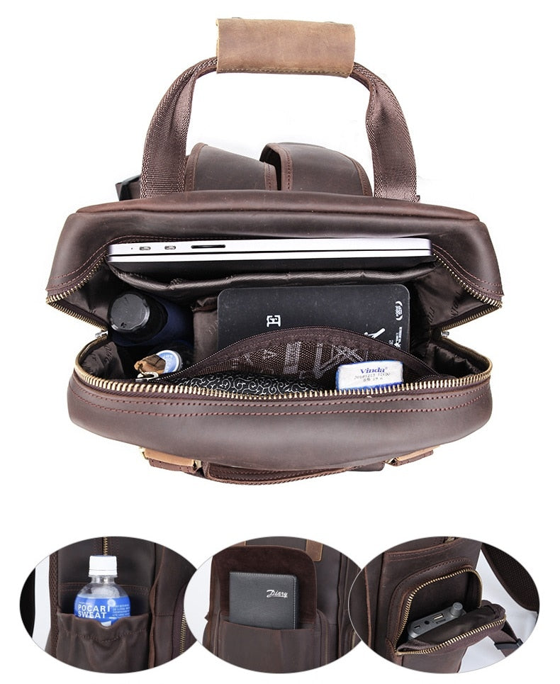 The Gaetano | Large Leather Backpack Camera Bag with Tripod Holder | Bags & Wallets