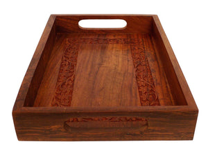 Elegant Wooden Hand Crafted Fruit Serving Tray for Dining Table