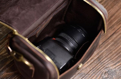 The Calista | Small Leather Camera Bag - Leather Camera Lens Case