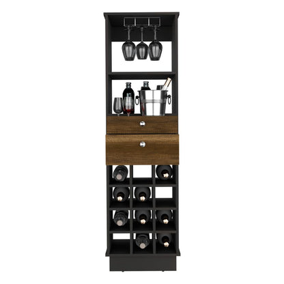 Bar Cabinet Bureck, Two Drawers, Twelve Wine Cubbies, Black Wengue /