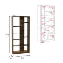 Load image into Gallery viewer, Bookcase Hennessy, Multiple Shelves, Walnut / Black Wengue Finish
