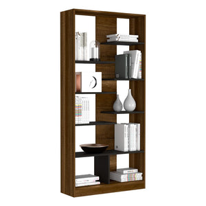 Bookcase Hennessy, Multiple Shelves, Walnut / Black Wengue Finish