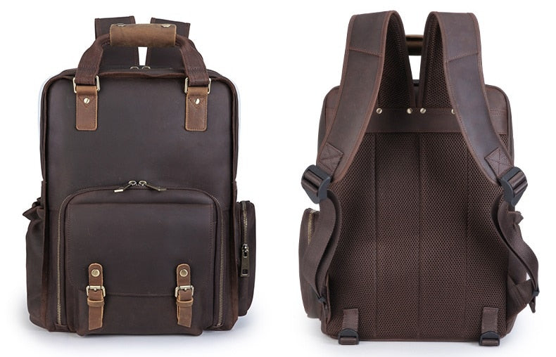 The Gaetano | Large Leather Backpack Camera Bag with Tripod Holder | Bags & Wallets