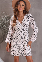 Load image into Gallery viewer, Apricot Polka Dot Print V Neck Mini Dress
