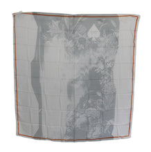 Load image into Gallery viewer, Costume National Gray Orange Silk Floral Foulard Wrap Scarf
