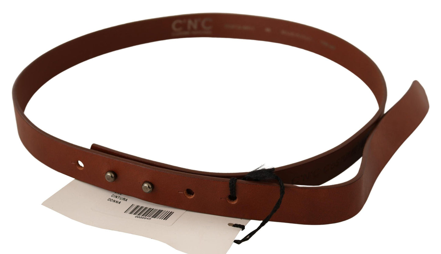 Costume National Brown Leather Silver Fastening Belt