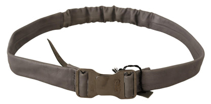 Costume National Gray Leather Silver Buckle Waist Belt