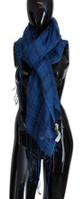 Load image into Gallery viewer, Costume National Blue Linen Shawl Foulard Fringes Scarf
