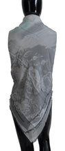 Load image into Gallery viewer, Costume National Gray Print Shawl Foulard Fringes Scarf
