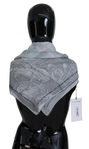 Costume National Gray Print Shawl Foulard Branded Scarf