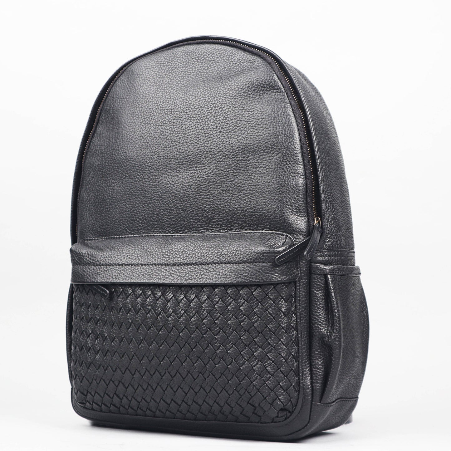 Weaved Journey Leather Backpack - Black | Journey Collection