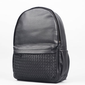 Weaved Journey Leather Backpack - Black | Journey Collection