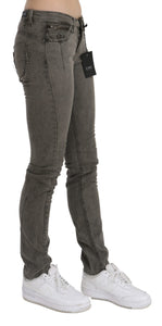 Costume National Gray Low Waist Skinny Denim Cotton Jeans