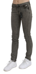 Costume National Gray Low Waist Skinny Denim Cotton Jeans