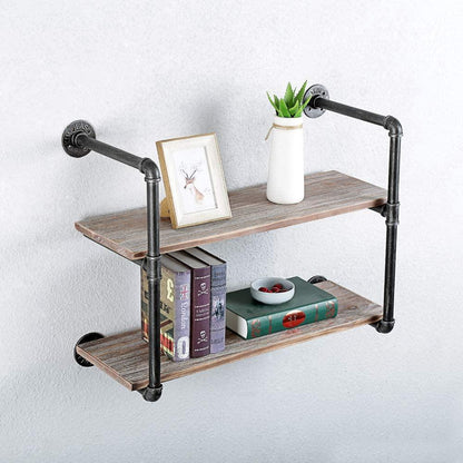 (2 Tier - 30in) Industrial Pipe Shelving, Industrial Floating Shelves