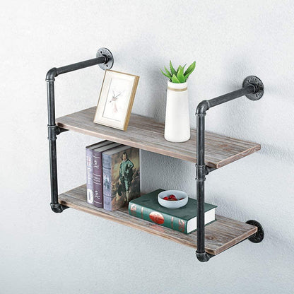 (2 Tier - 30in) Industrial Pipe Shelving, Industrial Floating Shelves