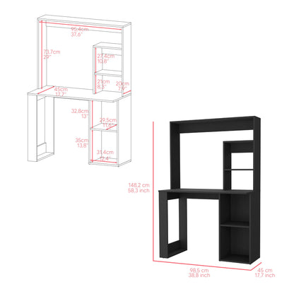 Desk Ryndon, Hutch, Black Wengue Finish