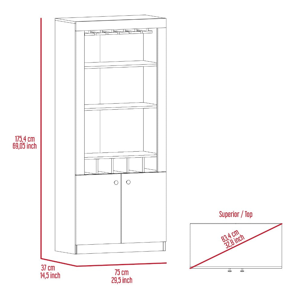 Bar Cabinet Margarita, Five Wine Cubbies, Dark Walnut Finish