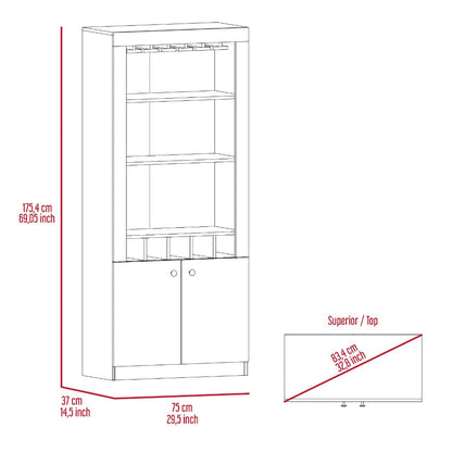 Bar Cabinet Margarita, Five Wine Cubbies, Dark Walnut Finish