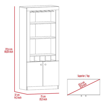 Bar Cabinet Margarita, Five Wine Cubbies, Light Gray Finish