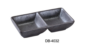 Yanco DB-4032 Diamond Black Collection 5.5" Double Sauce Dish 2 oz.