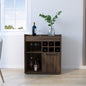 Bar Cabinet Dext, Two Concealed Shelves, Six Wine Cubbies, Dark Walnut