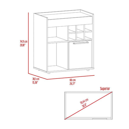 Bar Cabinet Dext, Two Concealed Shelves, Six Wine Cubbies, Dark Walnut