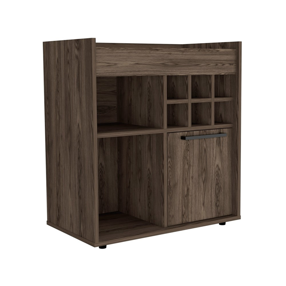 Bar Cabinet Dext, Two Concealed Shelves, Six Wine Cubbies, Dark Walnut