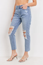 Load image into Gallery viewer, JUST USA KNEE DISTRESSED HIGH RISE STRAIGHT LEG JEAN
