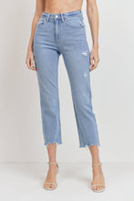 Load image into Gallery viewer, JUST USA HIGH RISE HEM DETAILED STRAIGHT LEG JEAN
