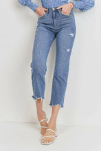 Load image into Gallery viewer, JUST USA HIGH RISE HEM DETAILED STRAIGHT LEG JEAN
