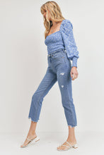 Load image into Gallery viewer, JUST USA HIGH RISE HEM DETAILED STRAIGHT LEG JEAN
