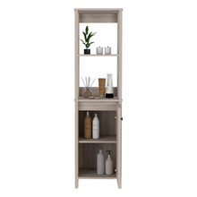 Load image into Gallery viewer, Linen Cabinet Jannes, Two Open Shelves, Single Door, Light Gray Finish
