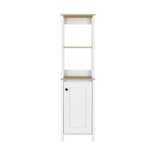 Load image into Gallery viewer, Linen Cabinet Jannes, Two Open Shelves, Single Door, Light Oak / White
