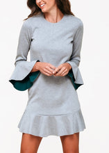 Load image into Gallery viewer, Bell Sleeve Shift Dress In Heather Grey
