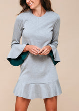 Load image into Gallery viewer, Bell Sleeve Shift Dress In Heather Grey
