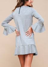 Load image into Gallery viewer, Bell Sleeve Shift Dress In Heather Grey
