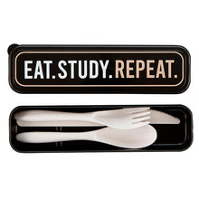 Load image into Gallery viewer, Eat.Study.Repeat Reusable Cutlery Set | 3 Piece with Storage Case
