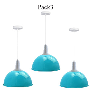 3 Pack Lampshade Vintage Industrial Metal Blue Ceiling Pendant Lights | Home Improvement