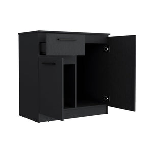 Dresser Carlin, Drawer and 2 Door Cabinets, Black Wengue Finish