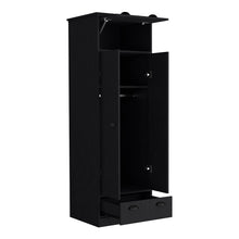 Load image into Gallery viewer, Armoire with Two-Doors Dumas, Top Hinged Drawer and 1-Drawer, Black
