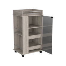 Load image into Gallery viewer, Bar Cart with Two-Side Shelves Beaver, Glass Door and Upper Surface,
