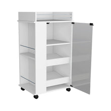 Load image into Gallery viewer, Bar Cart with Two-Side Shelves Beaver, Glass Door and Upper Surface,
